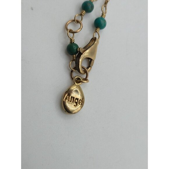 Angel Signed Natural Turquoise Nugget Necklace – Gold Chain Tassel Pendant - Picture 5 of 6